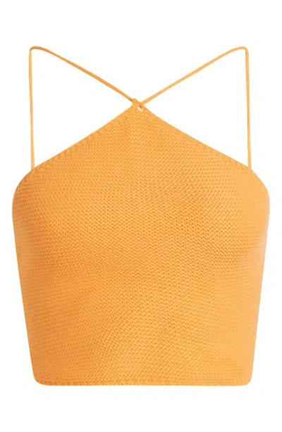 Noisy May Diamond Halter Crop Sweater Tank In Tangerine