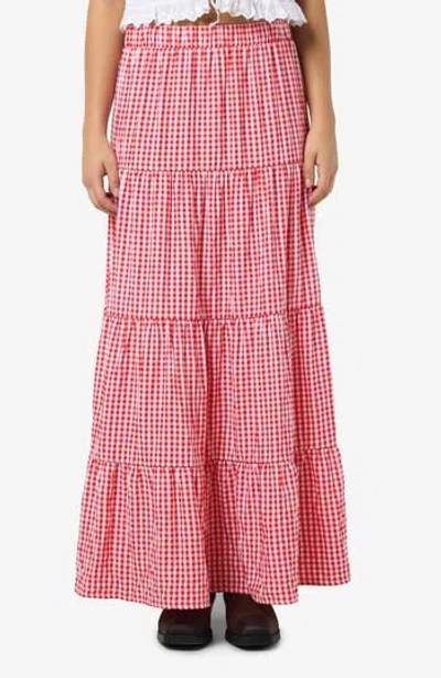 Noisy May Dimitra Gingham Tiered Maxi Skirt