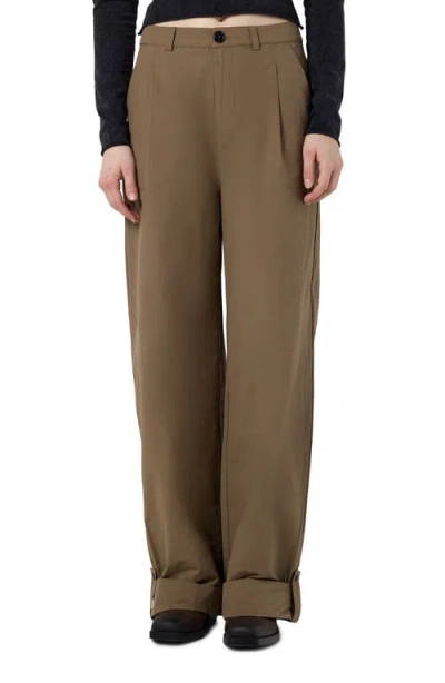 Noisy May Dollar Cuffed Cotton Blend Straight Leg Pants In Aluminum