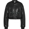 Noisy May Eileen Faux Leather Bomber Jacket In Black Detailstructu