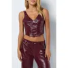 Noisy May Faux Patent Leather Corset Top