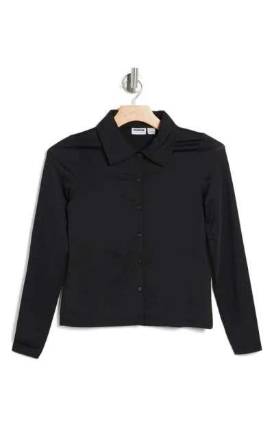 Noisy May Fiona Button-up Shirt In Black