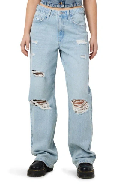 Noisy May Frilla Ripped Jeans In Medium Blue Denim