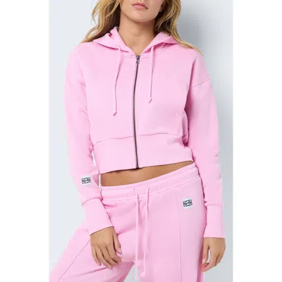 Noisy May Front Zip Crop Hoodie In Bonbon
