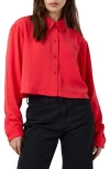 NOISY MAY NOISY MAY KARA CROP BUTTON-UP SHIRT