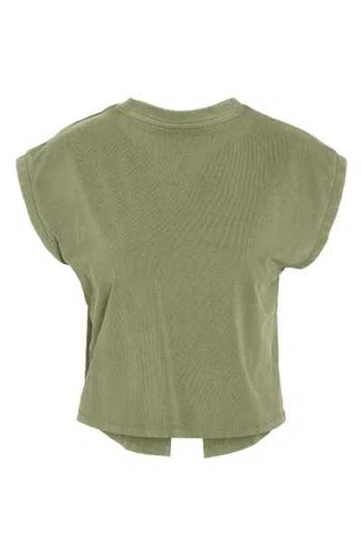 Noisy May Katinka Split Back Stretch Cotton T-shirt In Green