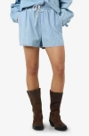 Noisy May Katri Elastic Waist Denim Shorts In Light Blue Denim