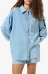 Noisy May Katri Oversize Denim Shirt In Light Blue Denim