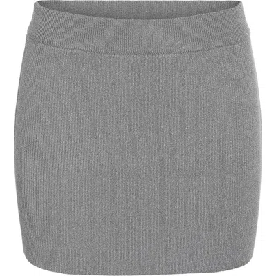 Noisy May Kayla Rib Knit Miniskirt In Charcoal Gray Detail