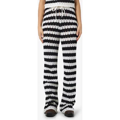 Noisy May Laika Flare Knit Pants In Birch/black Stripes