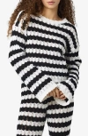 Noisy May Laika Open Stitch Sweater In Birch Stripes Black
