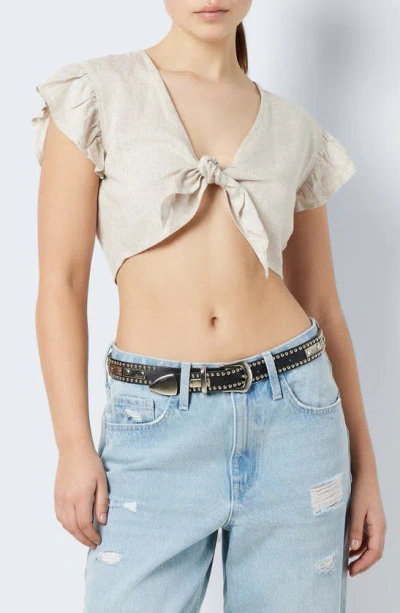 Noisy May Leilani Center Twist Crop Top In Natural