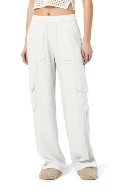 Noisy May Leilani Elastic Waist Wide Leg Cargo Trousers In Bright White