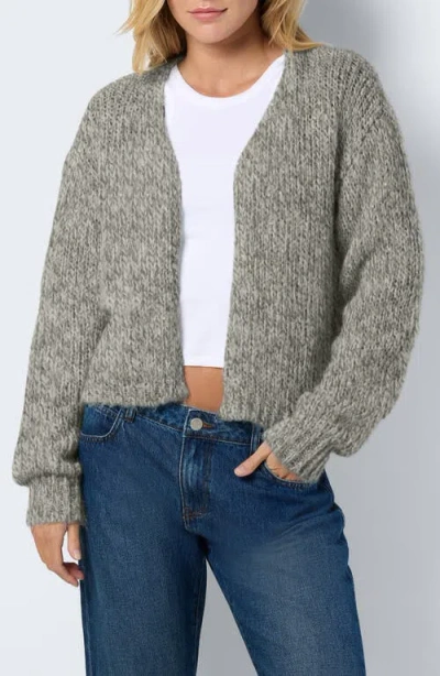 Noisy May Leisa Open Front Cardigan In Silver Filigree Detail