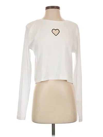 Pre-owned Noisy May Long Sleeve Top Ivory Sweetheart Neckline Tops In White