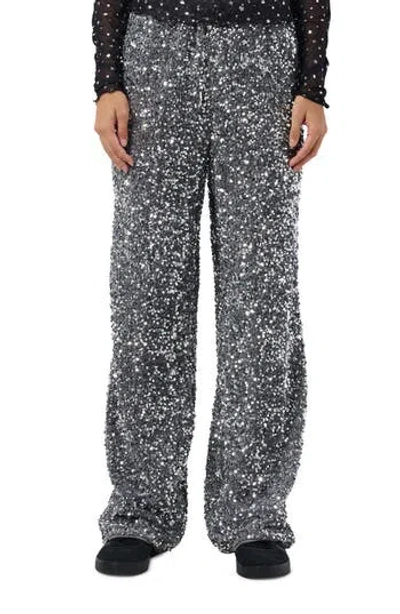 Noisy May Mia Sequin Pants In Silver