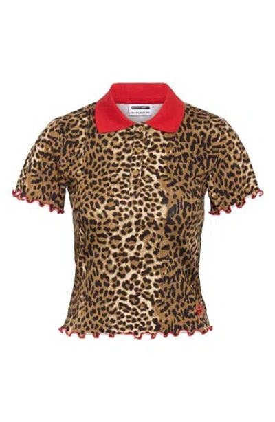 Noisy May Molly Leopard Print Polo In Animal Print