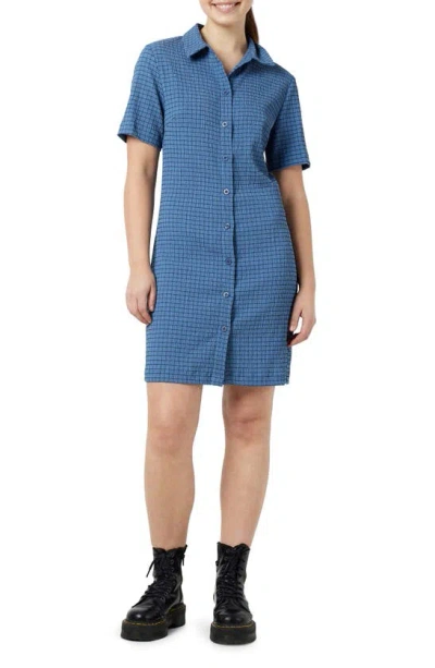Noisy May Nanny Grid Shirtdress In Coronet Blue Checksblack