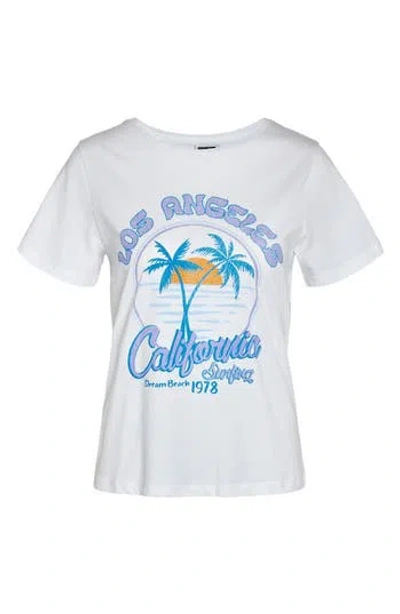 Noisy May Nate California Cotton Graphic T-shirt In Bright White Print L