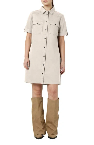 Noisy May New Signe Cotton Denim Shirtdress In Oatmeal