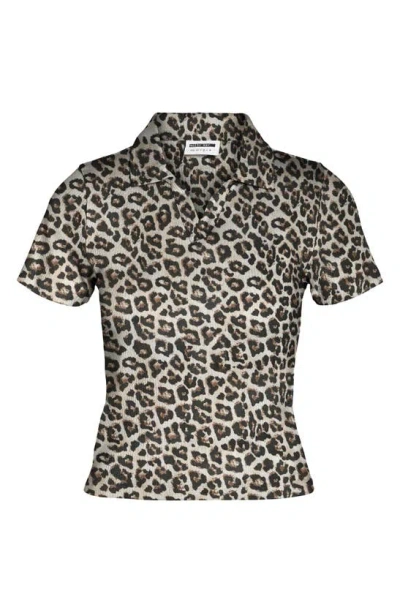 Noisy May Pasa Leopard Print Cotton Blend Top In Black Aop Leo