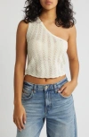 NOISY MAY NOISY MAY SADIE POINTELLE ONE-SHOULDER CROP SWEATER TANK