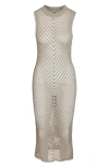 Noisy May Sally Open Stitch Midi Sweater Dress In Agate Gray