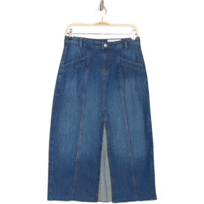 Noisy May Sanja High Waist Front Slit Denim Skirt In Blue
