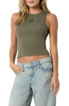 Noisy May Shania Embroidered Rib Tank Top In Kalamata Acid Wash