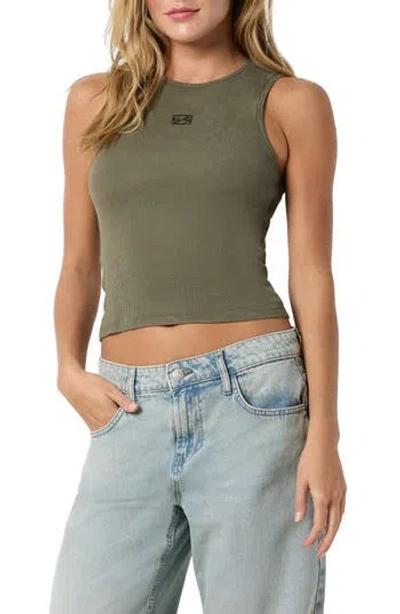 Noisy May Shania Embroidered Rib Tank Top In Kalamata Acid Wash