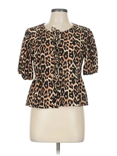 Pre-owned Noisy May Short Sleeve Blouse In Brown