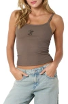 Noisy May Stine Embroidered Stretch Cotton Crop Rib Tank