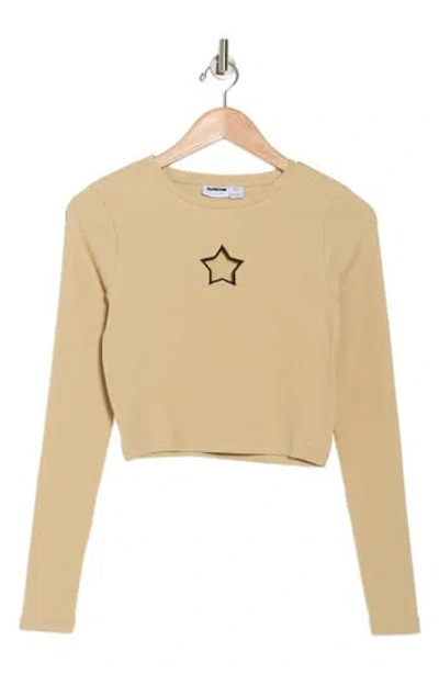 Noisy May Stine Star Cutout Long Sleeve Crop T-shirt In Multi