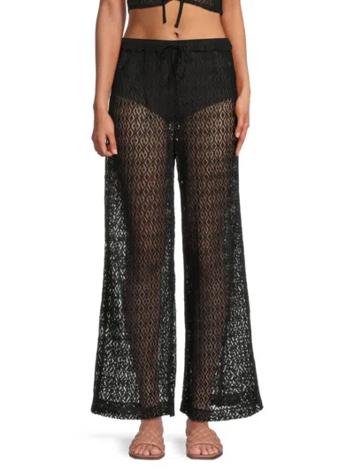 Noisy May Women's Crochet Drawstring Pants In Black
