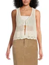 Noisy May Women's Crochet Tie-front Sweater Vest