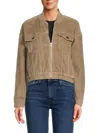 Noisy May Women's Drop Shoulder Corduroy Bomber Jacket In Silver Mink