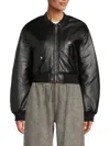 NOISY MAY WOMEN'S EILLEEN FAUX LEATHER PUFFER CROP JACKET