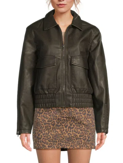 Noisy May Women's Geena Faux Leather Zip Jacket In Morel