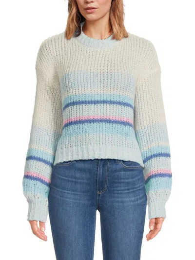 Noisy May Women's Lesia Contrast Stripe Sweater In Sky Blue Multi