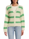 Noisy May Women's Maysa Striped Cardigan In Green Stripe