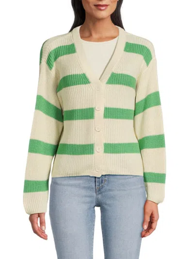 Noisy May Women's Maysa Striped Cardigan In Green Stripe