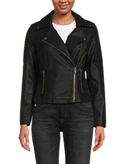 Noisy May Women's Rebel Faux Leather Biker Jacket In Black