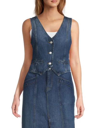 Noisy May Women's Sanja Denim Vest In Dark Blue