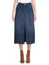 Noisy May A-line Denim Midi Skirt In Dark Blue
