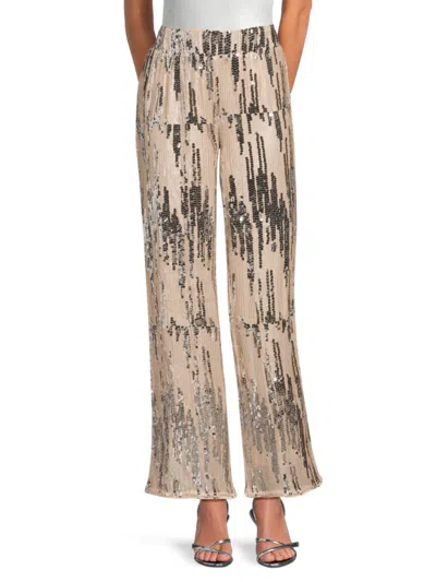 Noisy May Women's Sequin Wide-leg Pull-on Pants