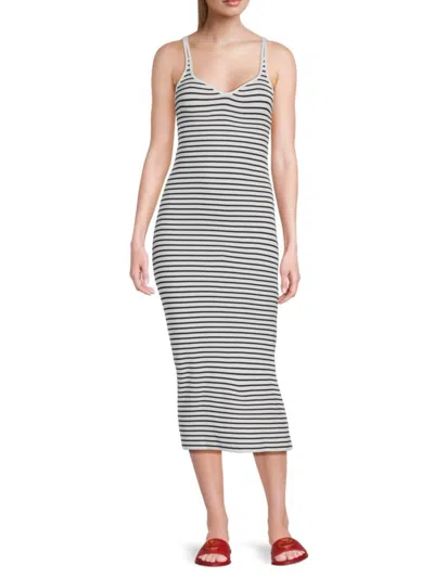 Noisy May Women's Striped Cotton-blend Midi-dress