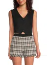 Noisy May Women's Wilda Cotton-blend Cropped Vest In Black