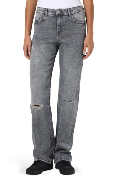 Noisy May Yolanda Ripped Wide Leg Jeans In Medium Grey Denim