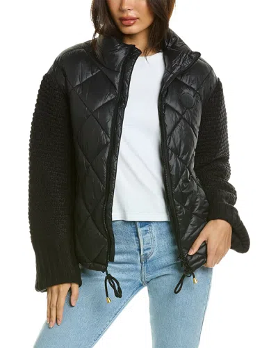 Noize Womens Lightweight Nylon Puffer Jacket In Black
