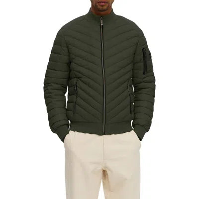 Noize Alex Chevron Quilted Puffer Jacket In Green